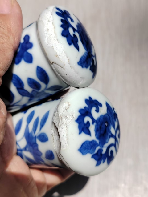 古玩陶瓷青花畫軸頭真品鑒賞圖