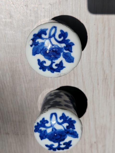 古玩陶瓷青花畫軸頭真品鑒賞圖