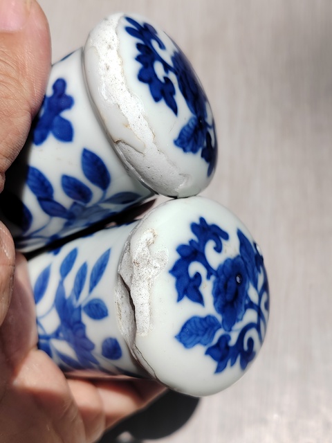 古玩陶瓷青花畫軸頭真品鑒賞圖