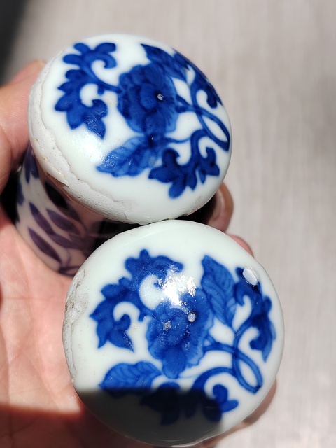 古玩陶瓷青花畫軸頭真品鑒賞圖