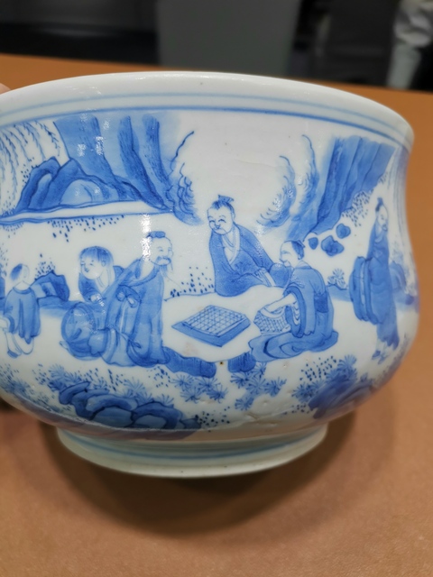 古玩陶瓷青花人物故事紋爐真品鑒賞圖