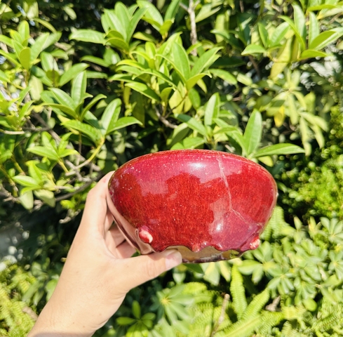 古玩陶瓷清 乾隆紅釉缽式爐拍賣,當前價格999元