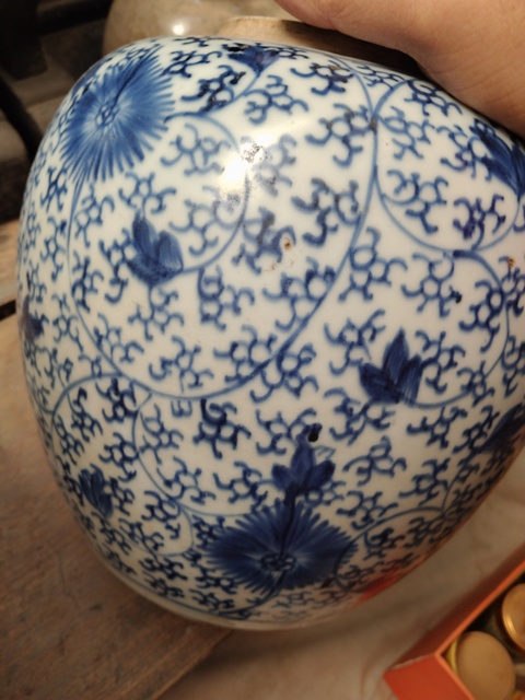 古玩陶瓷青花太陽花紋罐真品鑒賞圖