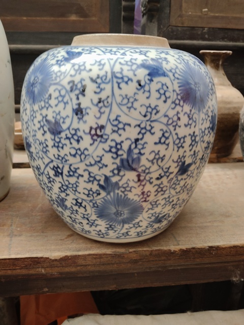 古玩陶瓷青花太陽花紋罐真品鑒賞圖