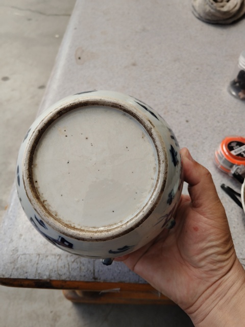 古玩陶瓷晚清青花雜寶紋粥罐真品鑒賞圖