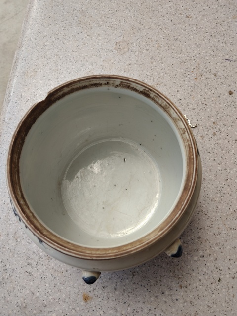 古玩陶瓷晚清青花雜寶紋粥罐真品鑒賞圖