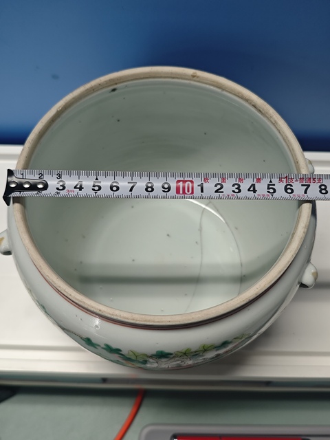 古玩陶瓷鶴鹿同春河清海晏粉彩四系粥罐真品鑒賞圖