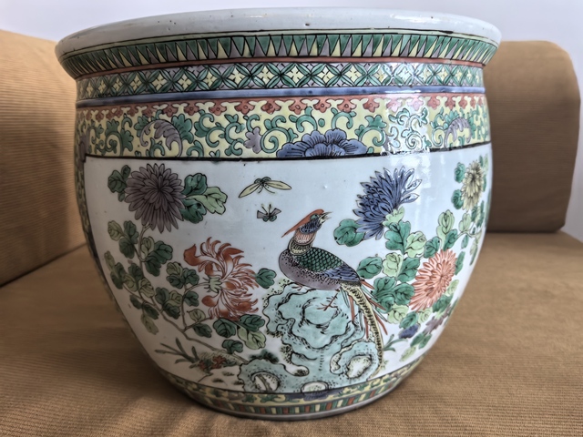 古玩陶瓷五彩卷缸真品鑒賞圖