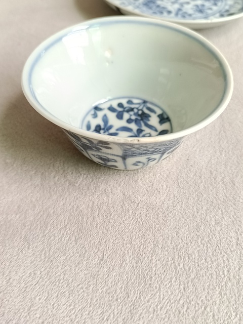 古玩陶瓷青花花卉紋杯碟拍賣,當前價格1580元