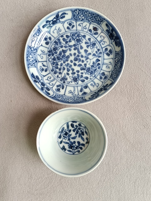 古玩陶瓷青花花卉紋杯碟拍賣,當前價格1580元