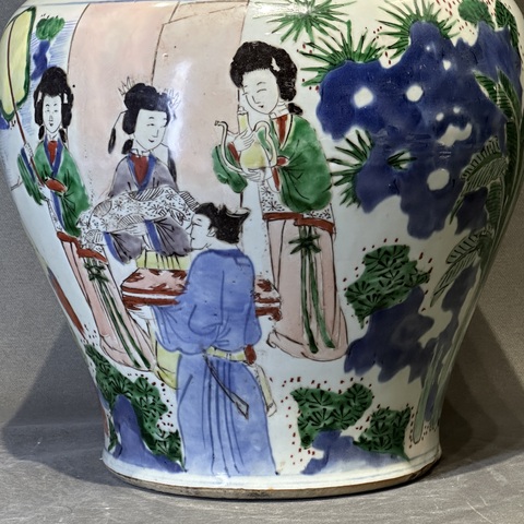 古玩陶瓷青花五彩人物故事將軍罐真品鑒賞圖