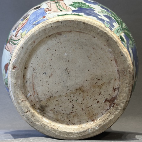 古玩陶瓷清順治 青花五彩人物紋將軍罐真品鑒賞圖