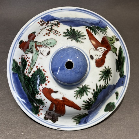 古玩陶瓷清順治 青花五彩人物紋將軍罐真品鑒賞圖
