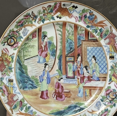 古玩陶瓷人物故事紋廣彩盤真品鑒賞圖