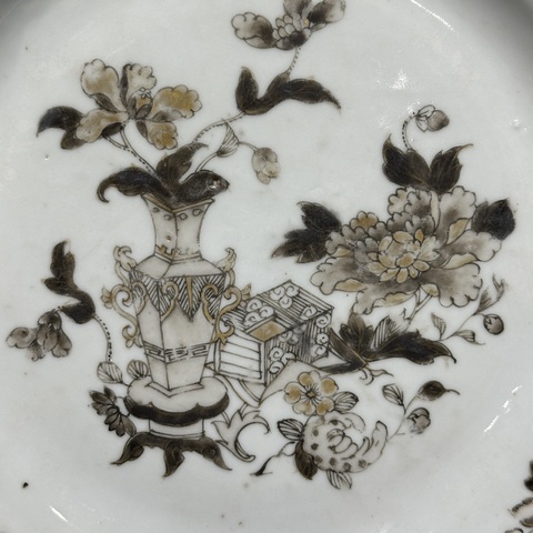 古玩陶瓷墨彩粉彩盤真品鑒賞圖