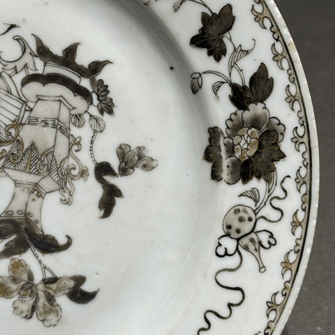 古玩陶瓷墨彩粉彩盤真品鑒賞圖