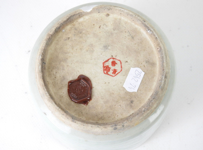 古玩陶瓷清中青釉圈足筒式香爐真品鑒賞圖
