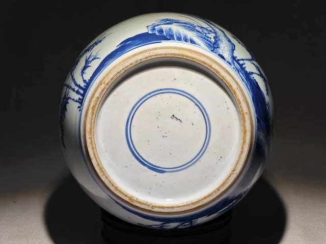 古玩陶瓷歲寒三友松竹梅青花罐真品鑒賞圖