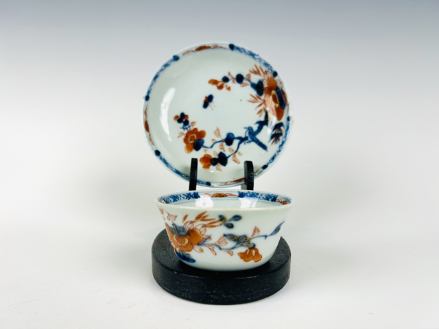 古玩陶瓷清早期·青花礬紅描金花鳥杯碟真品鑒賞圖