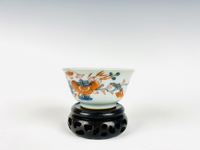 古玩陶瓷清早期·青花礬紅描金花鳥杯碟真品鑒賞圖