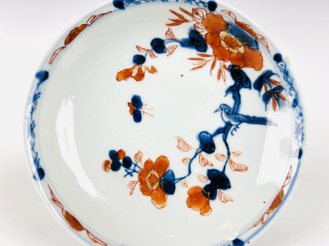 古玩陶瓷清早期·青花礬紅描金花鳥杯碟真品鑒賞圖