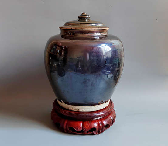 古玩陶瓷烏金釉蓋罐真品鑒賞圖