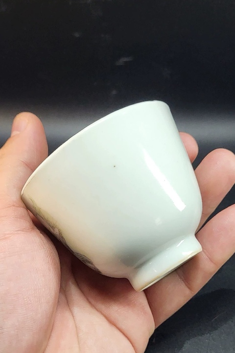 古玩陶瓷民國 青綠山水紋杯真品鑒賞圖