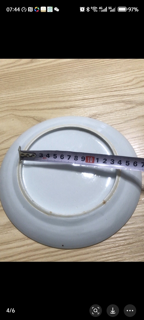 古玩陶瓷樓臺亭閣山水紋青花盤真品鑒賞圖