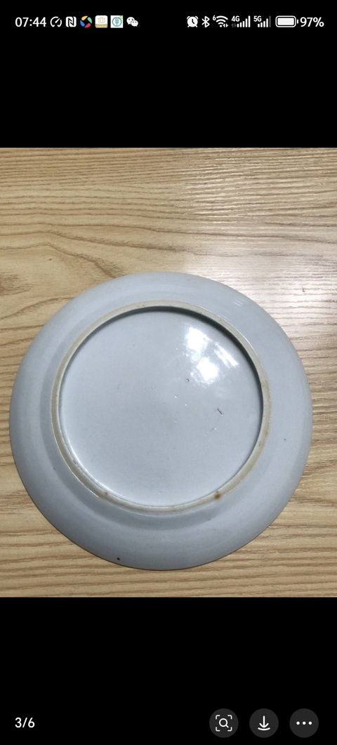 古玩陶瓷樓臺亭閣山水紋青花盤真品鑒賞圖
