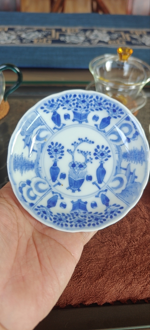 古玩陶瓷青花博古圖盤真品鑒賞圖