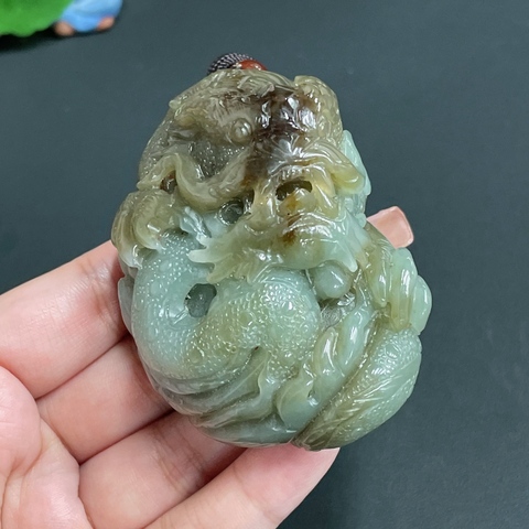 古玩玉器283天然和田把件龍行天下 配證書拍賣，當前價格1280元