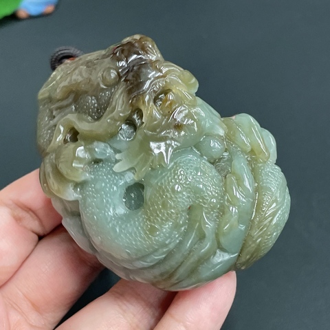 古玩玉器283天然和田把件龍行天下 配證書拍賣，當前價格1280元