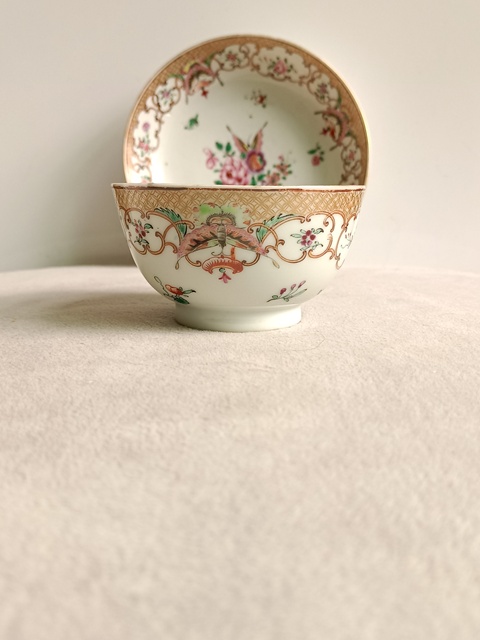 古玩陶瓷廣彩花卉紋杯碟拍賣，當前價格1680元