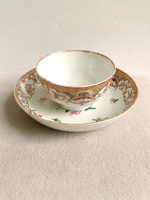 古玩陶瓷廣彩花卉紋杯碟拍賣，當前價格1680元