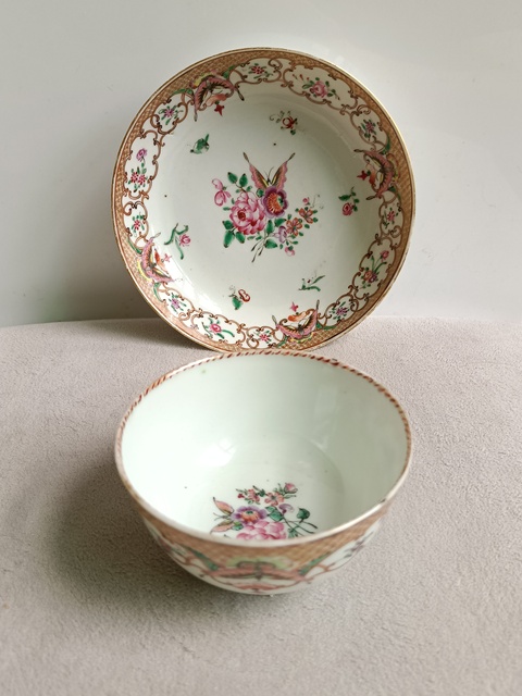 古玩陶瓷廣彩花卉紋杯碟拍賣，當前價格1680元