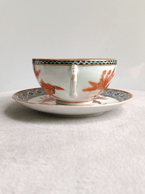 古玩陶瓷粉彩描金金魚紋杯碟拍賣,當前價格1680元