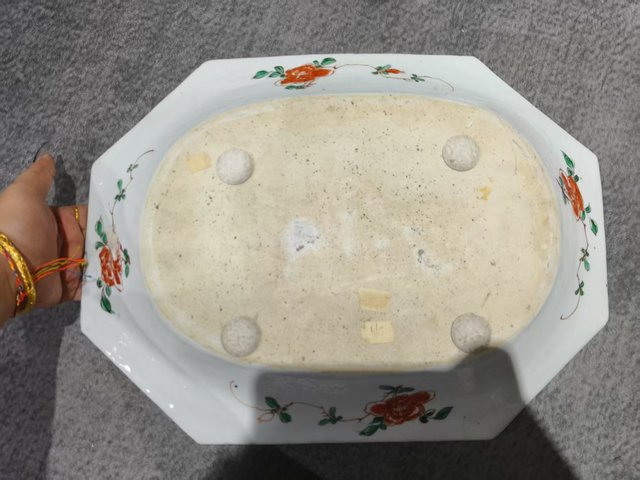 古玩陶瓷五彩人物故事長方盤真品鑒賞圖
