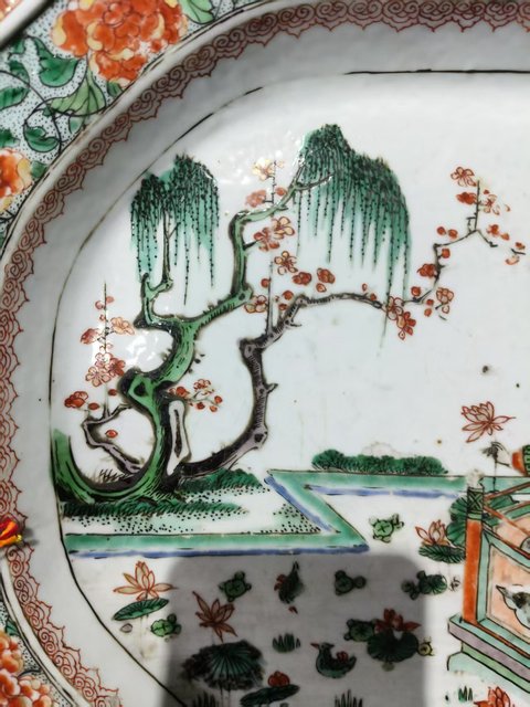 古玩陶瓷五彩人物故事長方盤真品鑒賞圖