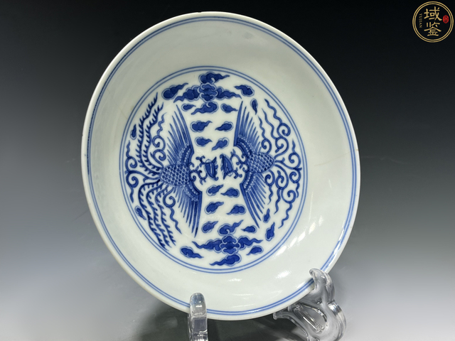 古玩陶瓷對頭鳳青花盤真品鑒賞圖