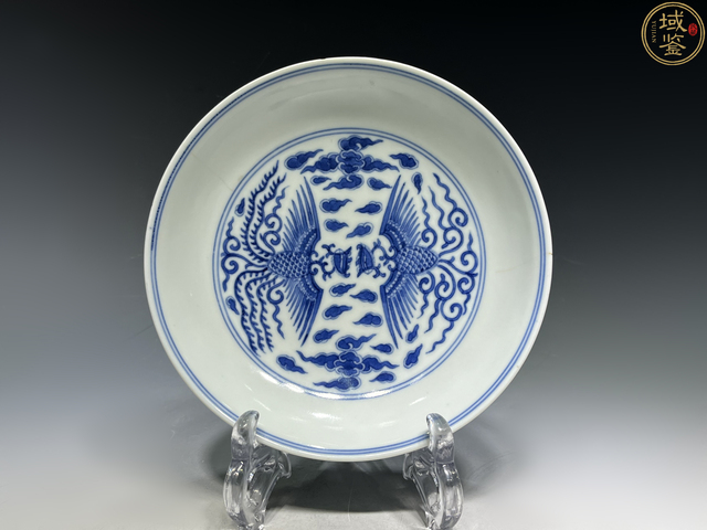 古玩陶瓷對頭鳳青花盤真品鑒賞圖
