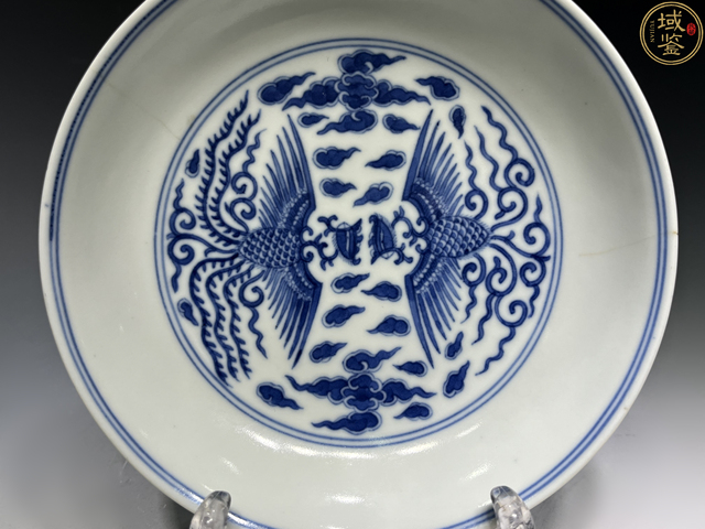 古玩陶瓷對頭鳳青花盤真品鑒賞圖