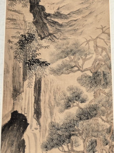 古玩字畫觀瀑圖真品鑒賞圖