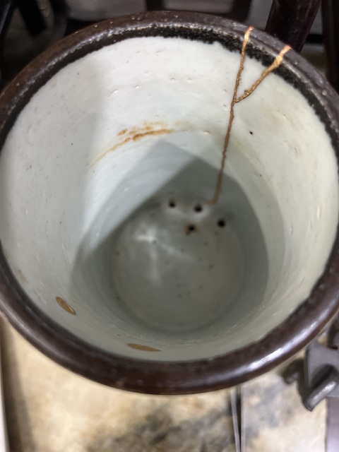 古玩陶瓷花鳥紋五彩筆筒真品鑒賞圖