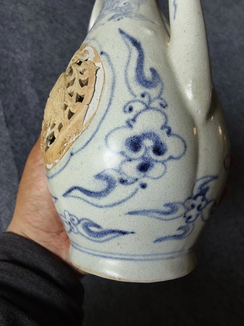 古玩陶瓷晚明安南窯青花壺真品鑒賞圖
