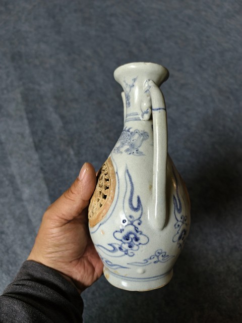 古玩陶瓷晚明安南窯青花壺真品鑒賞圖