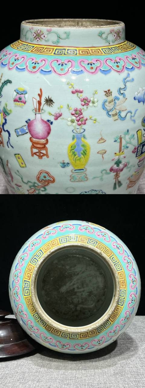 古玩陶瓷清晚期 粉彩博古紋將軍罐真品鑒賞圖