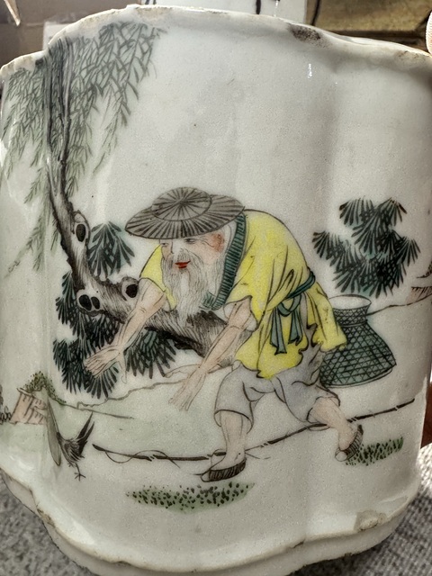 古玩陶瓷油粉彩漁翁得利圖茶葉罐拍賣，當前價格4500元