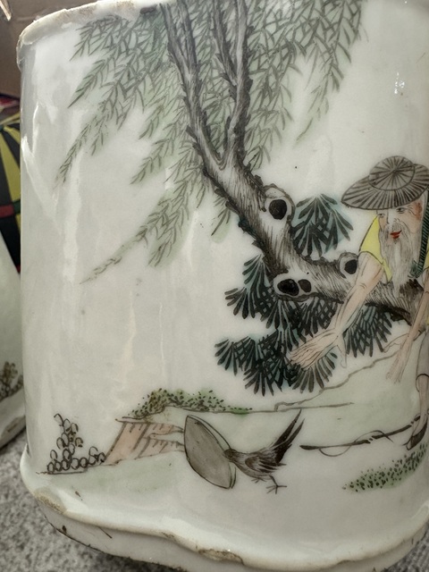 古玩陶瓷油粉彩漁翁得利圖茶葉罐拍賣，當前價格4500元