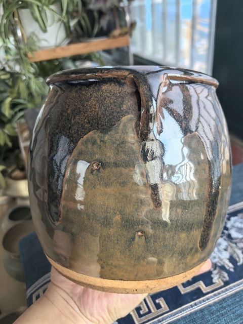 古玩陶瓷明末清初·窯變黑釉雙系罐拍賣,當前價格1800元