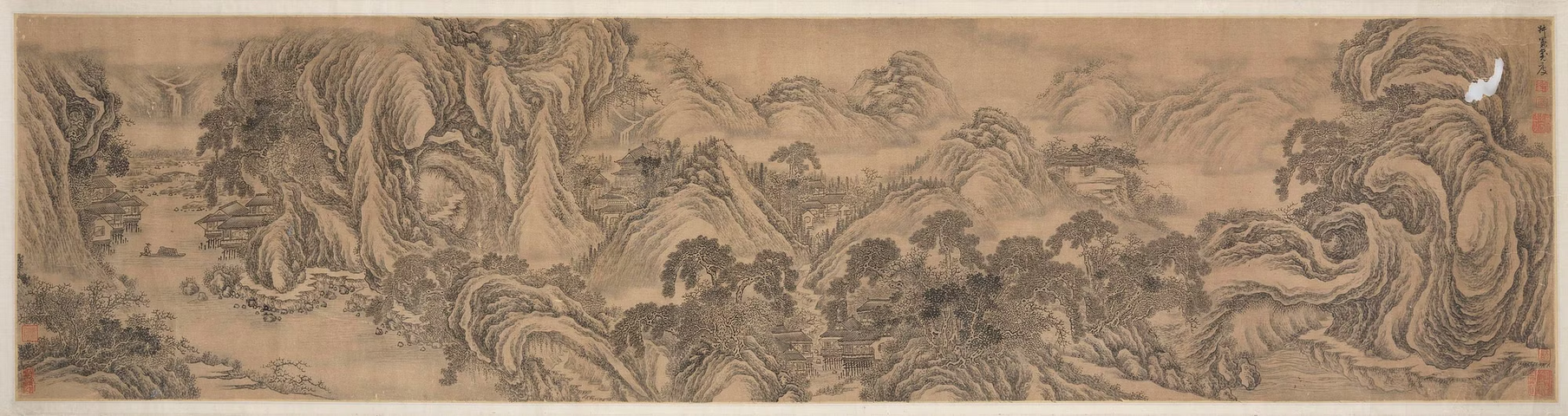 古玩字畫民國仿劉度山水真品鑒賞圖